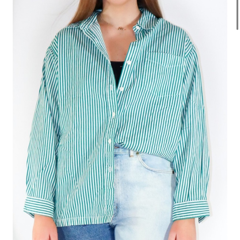 Vintage 90s Button Down Striped Oversized Shirt